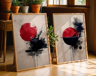 Współczesne abstrakcyjne wydruki z kolorowymi polami | Nowoczesny, minimalistyczny zestaw dekoracji ściennych (do pobrania w wersji cyfrowej)