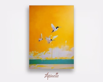 Abstrakcyjny wydruk kolibra | Nowoczesna sztuka ścienna (do pobrania cyfrowego)