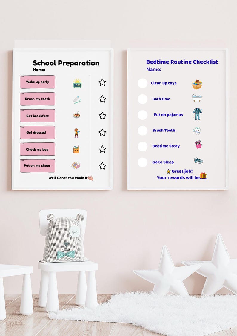 Kids Daily Routine Chart Bundle | Printable Morning, Bedtime, Screen ...
