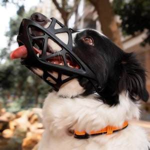 Rubber Cage Dog Muzzle: Adjustable, Ventilated, No Chew, Training Walking