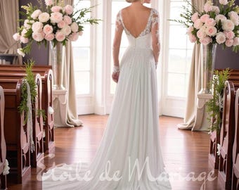 Elegant Lace Wedding Dress – Deep V-Neck Tulle Bridal Gown
