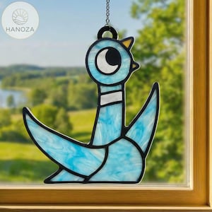 Leesduif Suncatcher, Mo Willems-boekkarakterornament, nep-gebrandschilderd glas acryl, cadeau leraar bibliothecaris, decor leeshoek