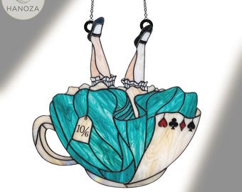 Disney Alice In Wonderland Faux glas-in-lood zonnevanger, Disney Alice In Wonderland raamhangend, Alice ACRYL-ornament Suncatcher