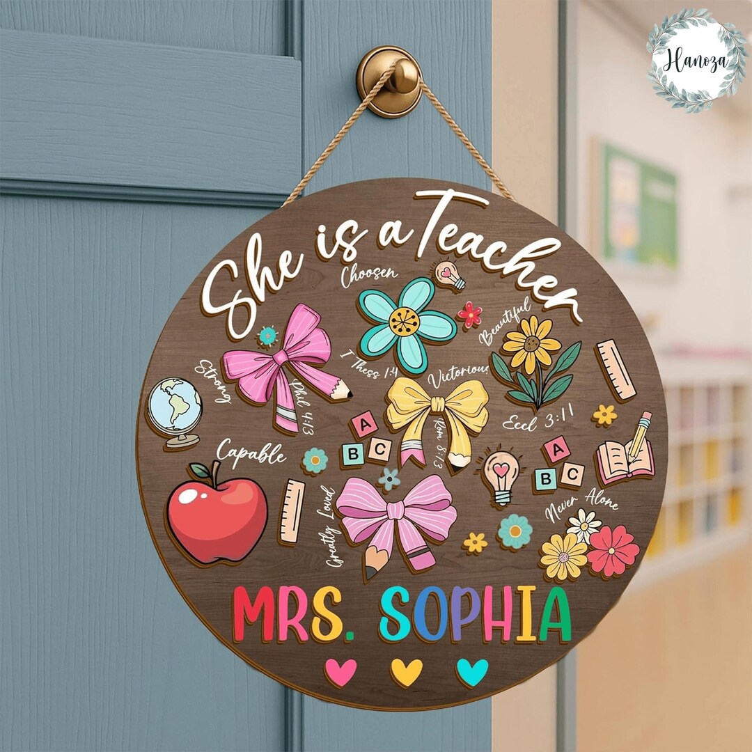 Custom Teacher Door Hanger, Classroom Welcome Sign, Plywood Decor - Etsy