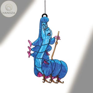 Alice in Wonderland Caterpillar Suncatcher, Who Are You Quote Window Hanging, Stained Glass Style Acrylic Art, Whimsical Disney Fan Gift