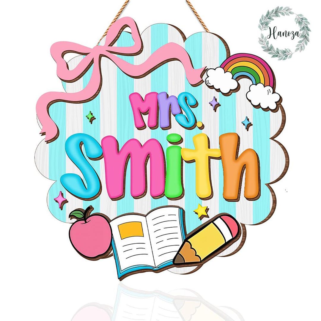 Personalized Teacher Name Sign: 3D Wood Classroom Door Hanger - Etsy UK