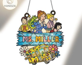 Custom Name Mrs Frizzle Acrylic Suncatcher, Science Teacher Gift, National Reading Month Decor, Kindergarten Teacher Appreciation