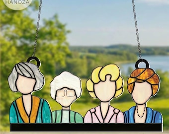 Peekaboo Golden Girls Acrylic Suncatcher, Faux Stained Glass Window Hanging, Best Friend Gift, 80s TV Show Decor,Dorothy Rose Blanche Sophia