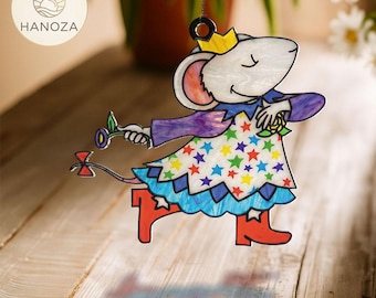 Lily Mouse Big Day Suncatcher, Faux Stained Glass Acrylic Window Hanging, Reading Month Classroom Decor, Storybook Character Teacher Gift