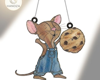 If You Give A Mouse A Cookie Suncatcher, Storybook Character Ornament, Faux Stained Glass, Teacher Appreciation Gift, Reading Corner Decor