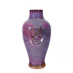 中国无形文化遗产 古代五大名窑 李建峰工作室制造 柴窑烧 矿物釉 自然窑变 虎头尊 纯手工矿物釉自然窑变 收藏 美术陶瓷 P0029