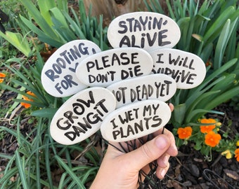 Funny plant markers for your garden, flowerbed, or succulent pots