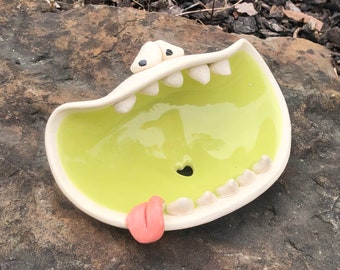 Lime Green HANGRY HANK soap holder or coin dish or candy dish