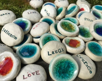 WorryStones or focus rocks, pinch pots, meditation gifts, or tokens of appreciation