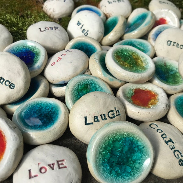 WorryStones or focus rocks, pinch pots, meditation gifts, or tokens of appreciation