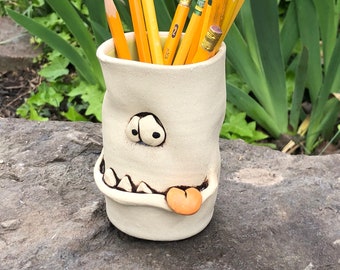 Lime green PencilHead pencil holder or silly cup