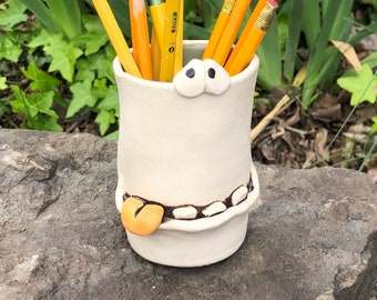 Sage green PencilHead pencil holder or silly cup