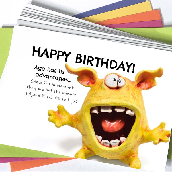 Happy Birthday card 4.25" x 6" with colorful A6 sized envelope