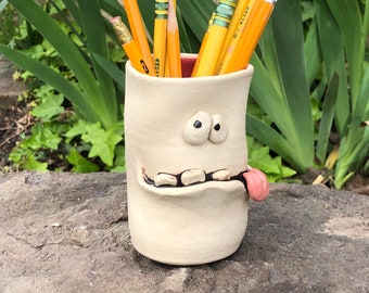 Wine red PencilHead pencil holder or silly cup