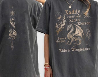 Xaden Fourth Wing Comfort Colors-skjorta, Xaden Riorson-skjorta, Xaddy-skjorta, Save A Dragon-skjorta, Basgiath War College, Dragon Riders-skjorta