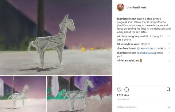 Original Origami Horse Painting Rocinante Oil 18 X 24 Inches Framed Original Origami Oil Painting By Cedric Chambers