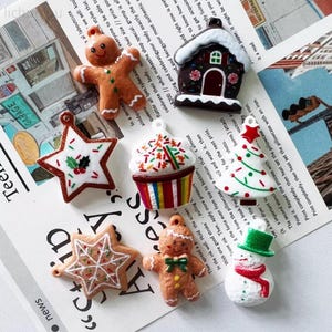 Cookie Style Christmas Fridge Magnets, Gingerbread Snowman Resin Decor