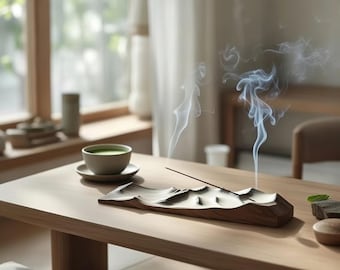 Hand-Carved Black Walnut Incense Holder - Minimalist Wabi Sabi Incense Burner-Zen Office Decor, Unique Wood Gift for Him or Meditation Lover