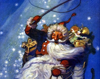 Santa Rides Again!, a 4 X 4.5" Christmas Greeting Card