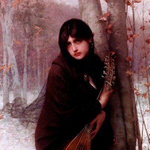 Ragazza con mandolino, una nota card da 4 X 4,5" (196)