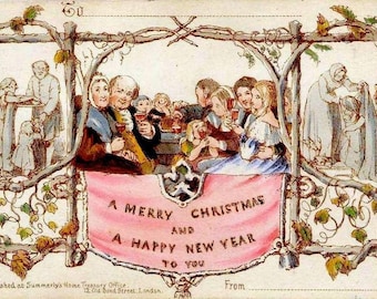 The First Christmas Card, 1843, Set of 10 Cards (232)