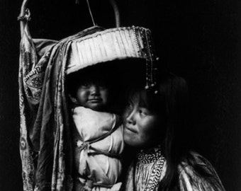Joven Apache Mujer y Niño, 8x10 Impresión