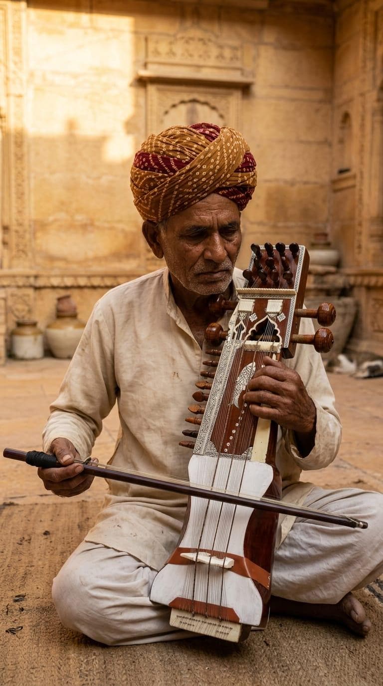 MKS Indian Sarangi – Professional Quality, Natural Wood Finish