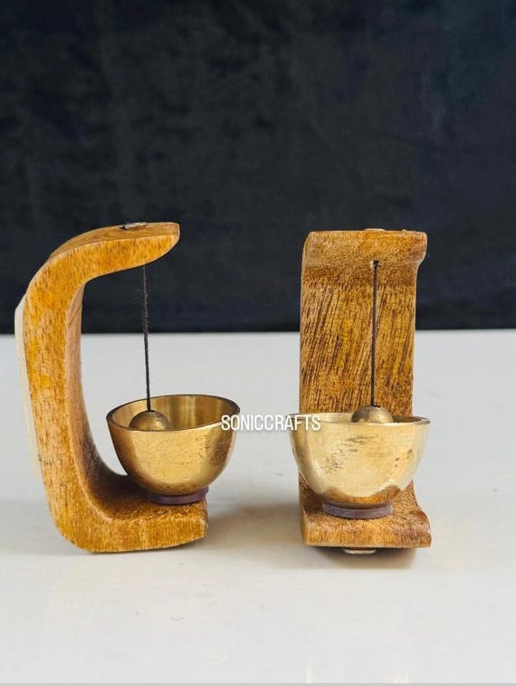 Brass Singing Bowl Door Bells | Wooden Frame, Sound Healing - Etsy