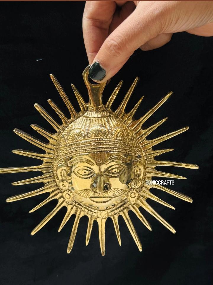 Antique Brass Sun God Wall Art | Surya Dev Idol Hanging