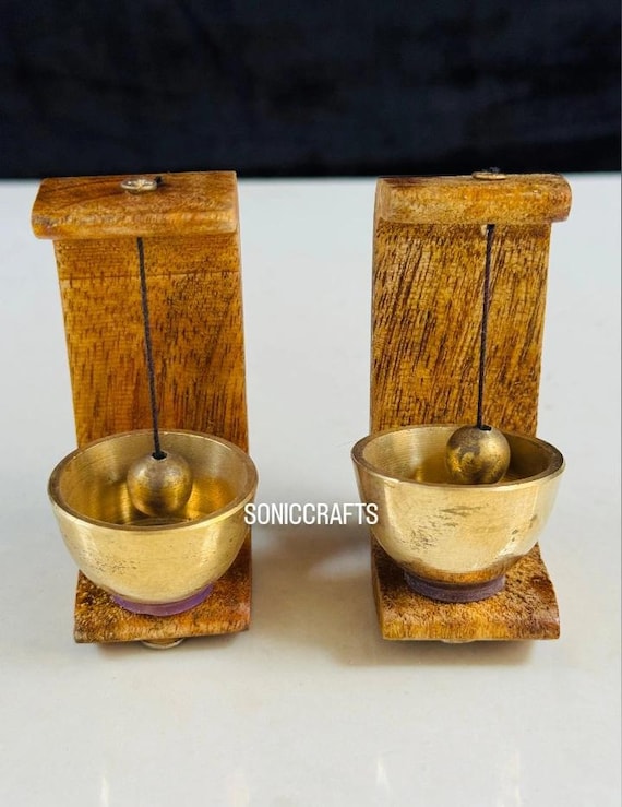 Brass Singing Bowl Door Bells | Wooden Frame, Sound Healing - Etsy