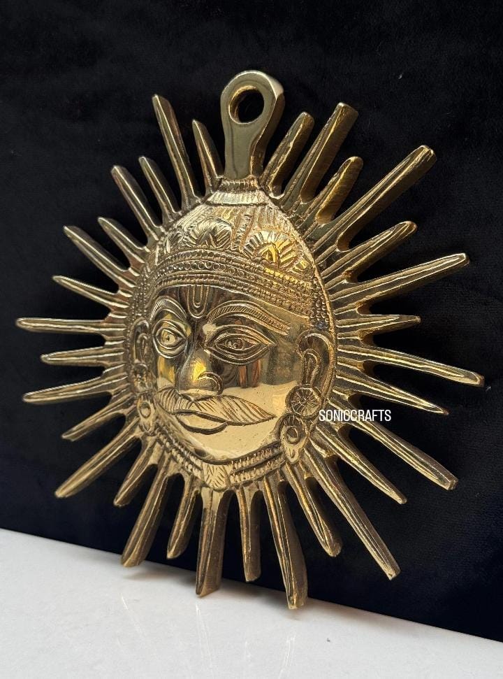 Antique Brass Sun God Wall Art | Surya Dev Idol Hanging