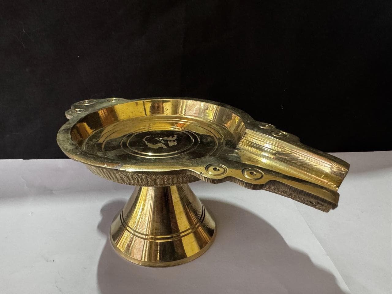 Brass Abhishek Patra With Stand | Traditional Pooja Jal Vessel for