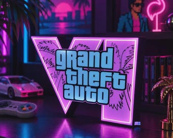 GTA VI Vice City Grand Theft Auto LED Lamp | Neon Lamp for Gamers | Fan Gift