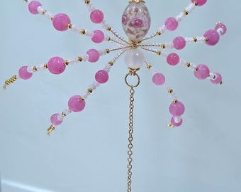 Spider Ornament, Beaded Spider Suncatcher