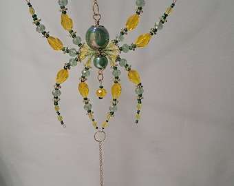 Spider Suncatcher. Hanging Ornament, Beaded Suncatcher