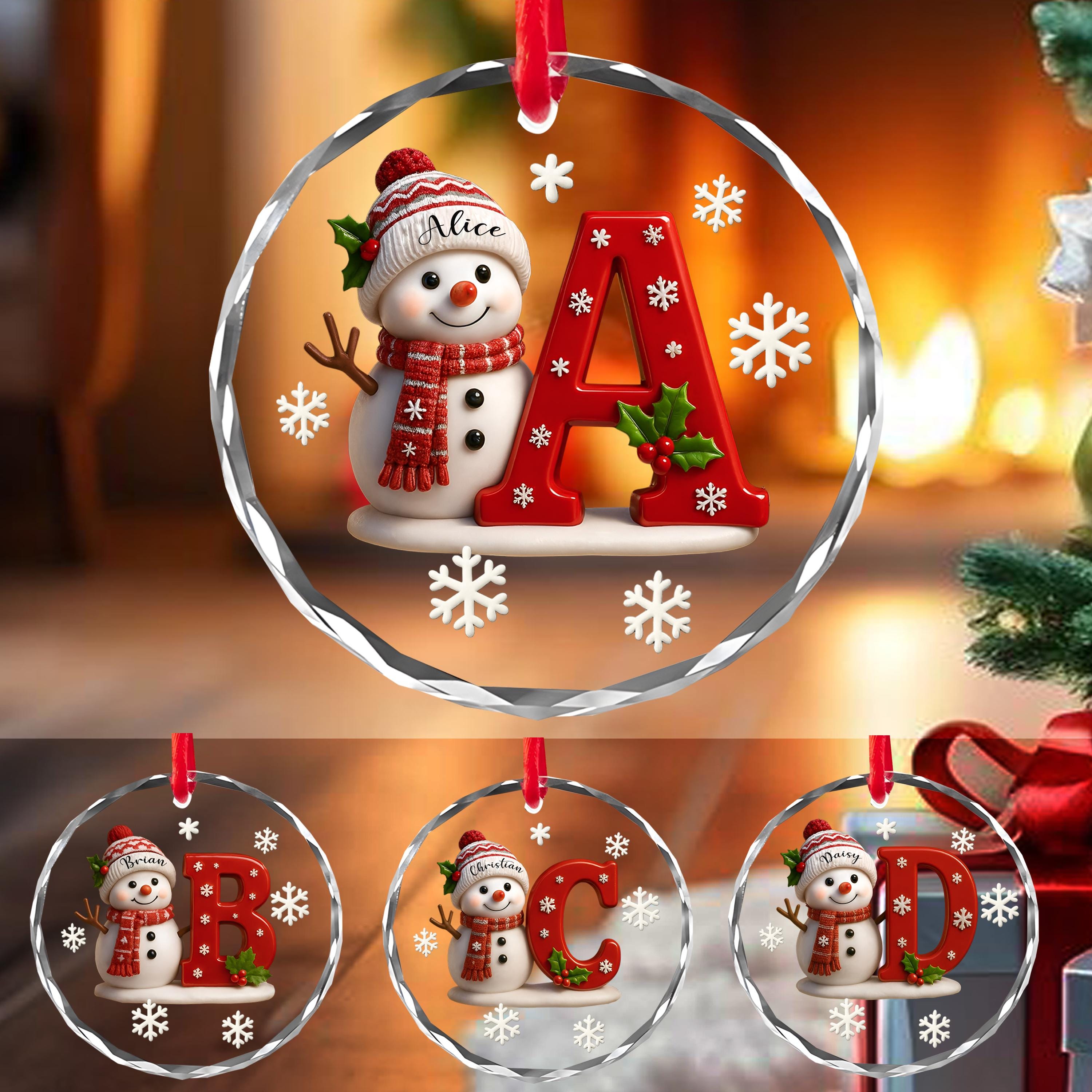 Discover Personalized Snowman Letter Ornament, Custom Christmas Initial, Alphabet Ornament, Kids Name Christmas Decoration