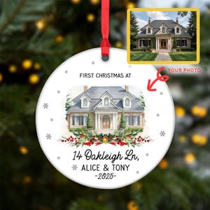 Custom New Home Ornament - Personalized New Home Christmas Ornament - Watercolor Photo Ornament - Custom Photo Ornament