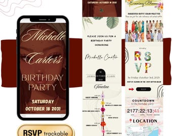 Animated Birthday Invitation, RSVP, Countdown Canva Template (Digital)