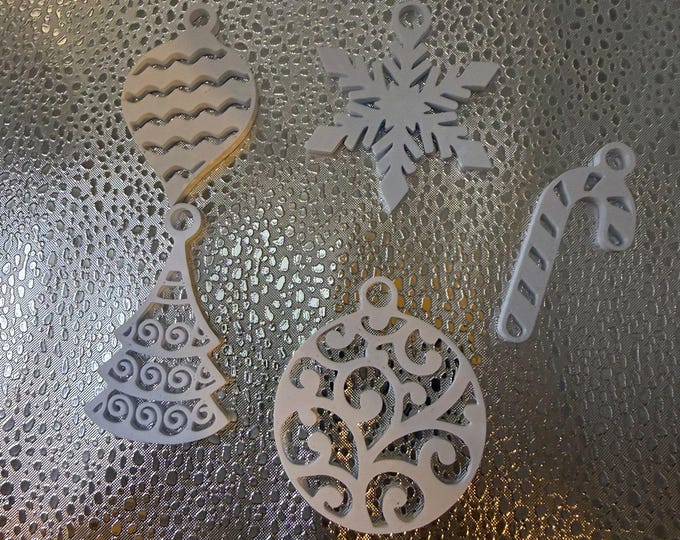 3D-printed Christmas ornaments – Snowflakes & Ornament Set | Decoration, Christmas tree decoration, gift idea, White, Handmade