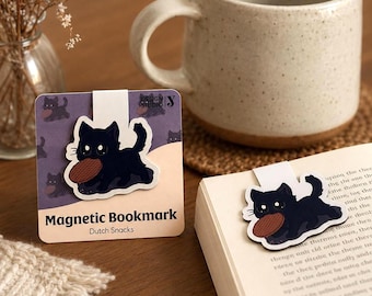 Black Cat Magnetic Bookmark | Page Marker | Magnetic Bookmark | Dutch snacks