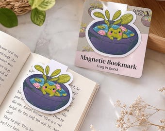 Frog Magnetic Bookmark, Animal Page Marker, Kawaii Book Lover Gift, Cottagecore Reading Accessory