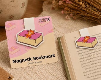 Magnetic Bookmark – Fox with Tompouce Pastry | Page Marker | Gift for Book Lovers | Magnetic Bookmark