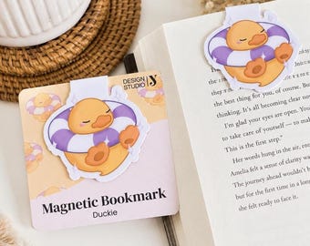 Duck Magnetic Bookmark, Duckie Page Marker, Kawaii Book Lover Gift, Handmade Reading Accessory
