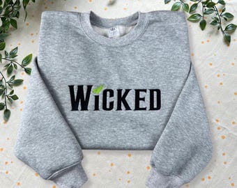 Moletom e blusa de moletom vintage bordados do filme Wicked, produtos oficiais do filme Wicked.