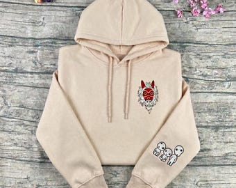 Princess Mononoke Embroidered Sweatshirt and Hoodie, Tree Spirits Shirt, Studio Ghibli Merch